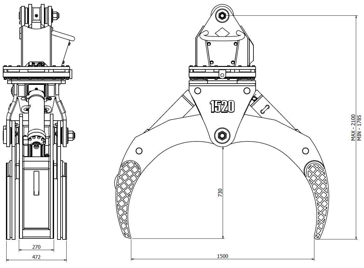 Diagram of Rotating Log Grapple 1520