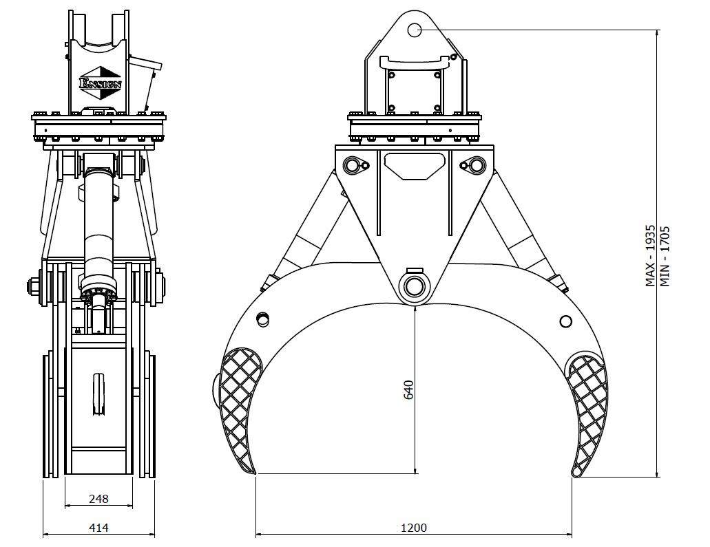 Diagram of Rotating Log Grapple 15T 1202