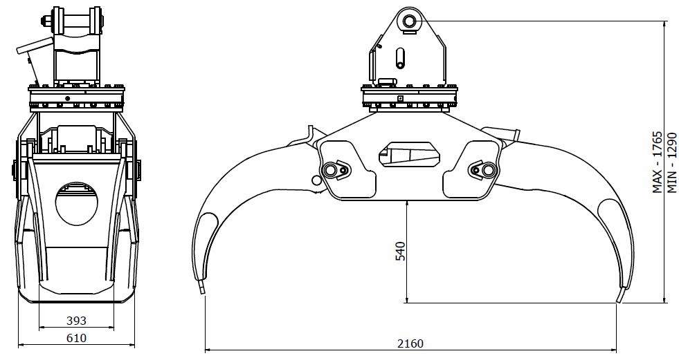 Diagram of Rotating Log Grapple 15t 2000