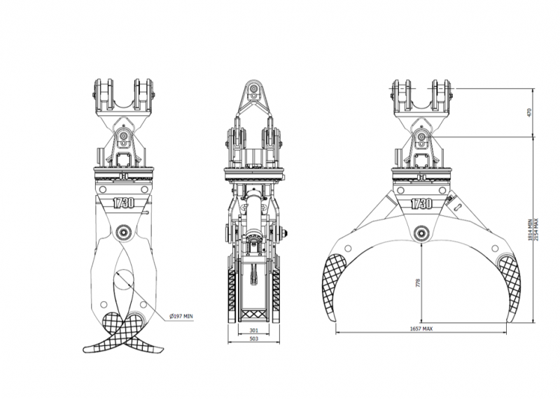 Diagram of Rotating Log Grapple 1730 C