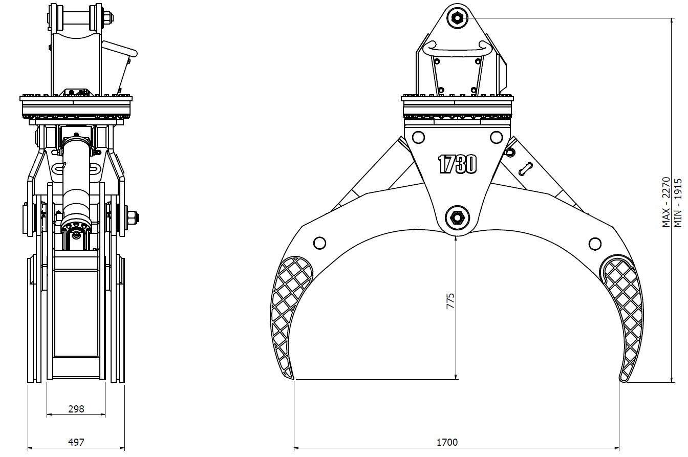 Diagram of Rotating Log Grapple 1730