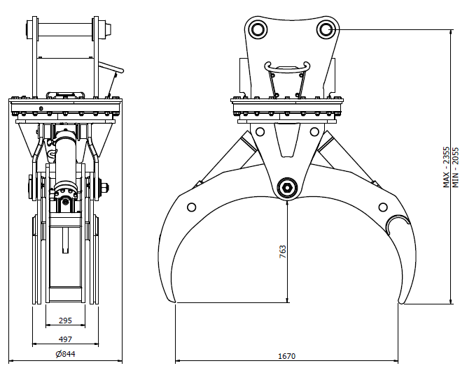 Diagram of Rotating Log Grapple FTR 1780