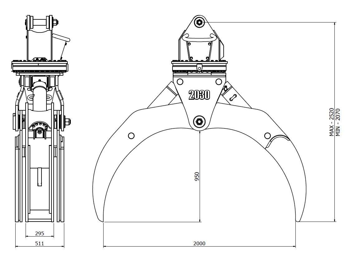 Diagram of Rotating Log Grapple 2030