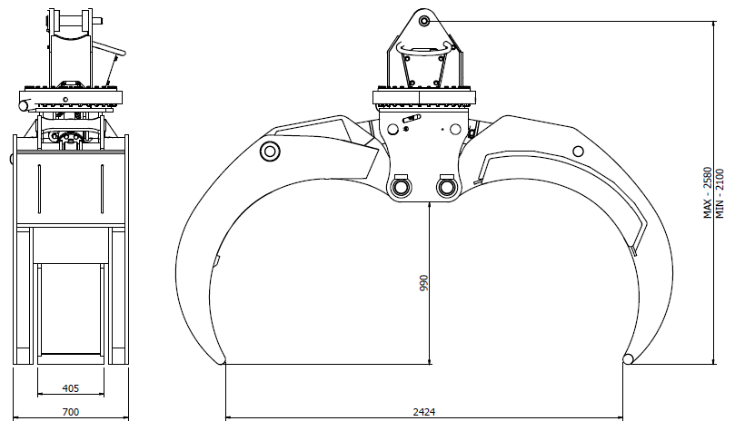 Diagram of Rotating Log Grapple 30t 2420