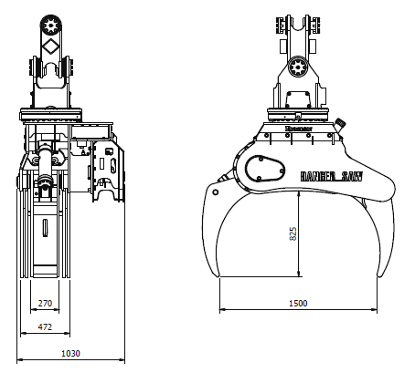 Diagram of Rotating Log Grapple 30T 1525s