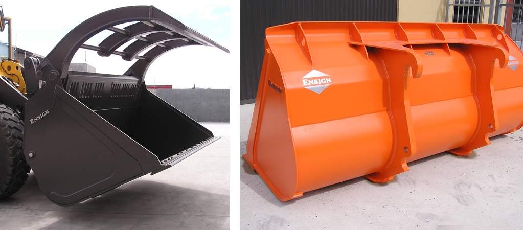 Left: Clamp Bucket. Right: General Purpose Bucket.