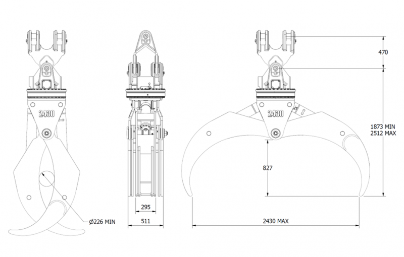 Diagram of Rotating Log Grapple 2430C