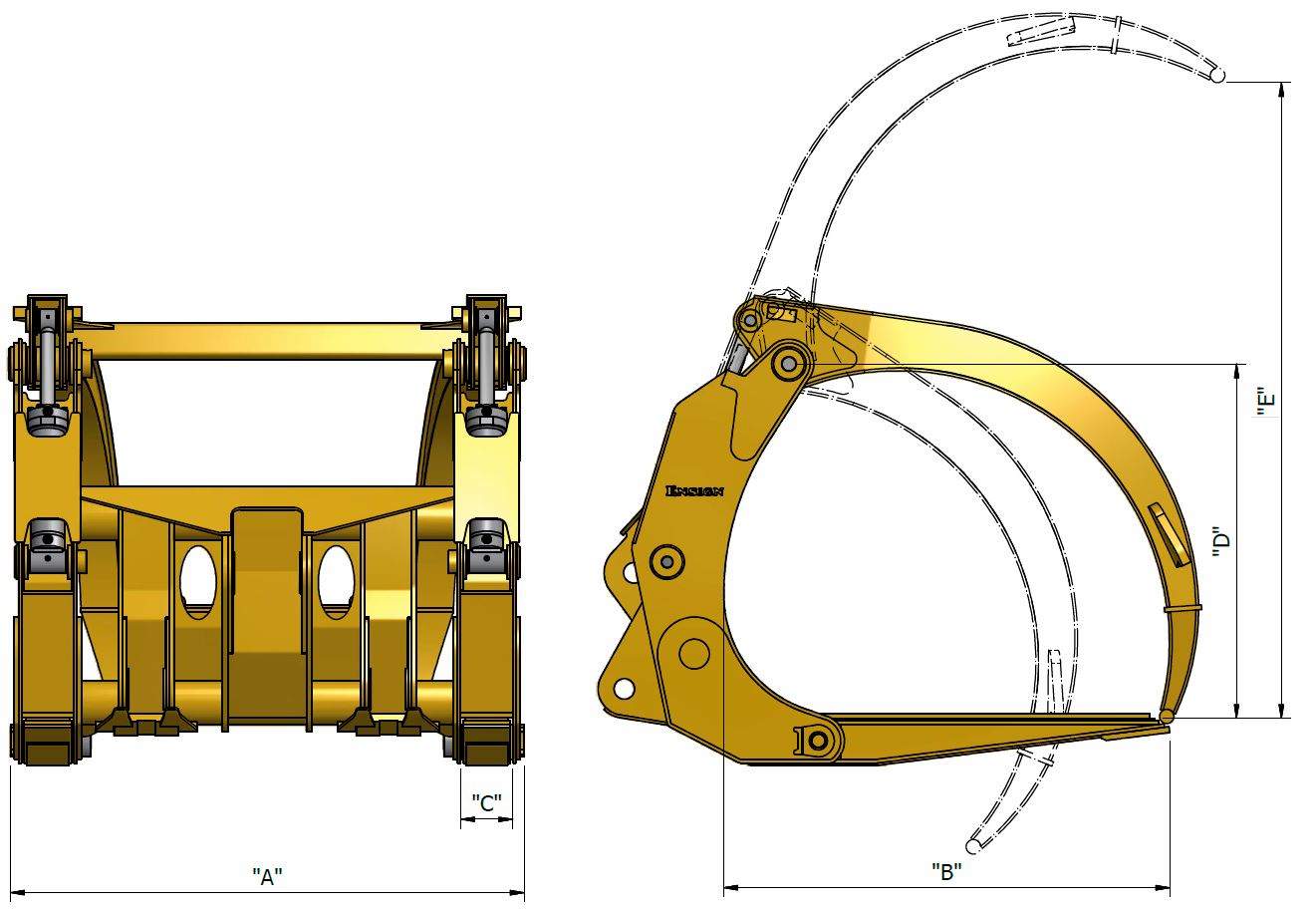 Diagram of Log Forks - TR2C Boxed Tine Series