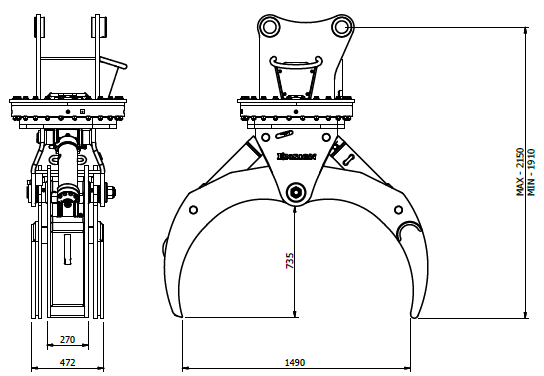 Diagram of Rotating Log Grapple Fixed Top 1570