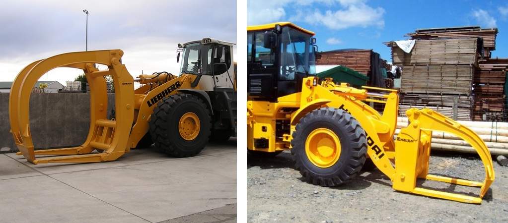 Left: Log Forks - TR2S Boxed Tine Large Capacity Series. Right: Log Forks - TR2S Solid Tine.